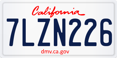 CA license plate 7LZN226