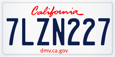CA license plate 7LZN227