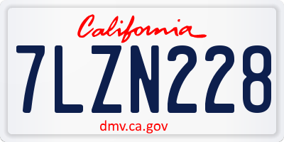 CA license plate 7LZN228