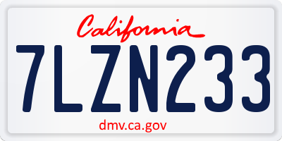CA license plate 7LZN233