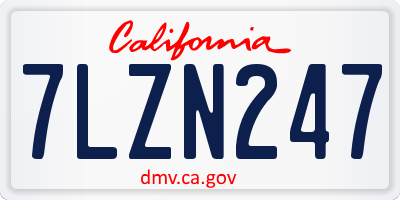 CA license plate 7LZN247