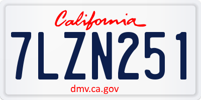 CA license plate 7LZN251