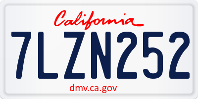 CA license plate 7LZN252