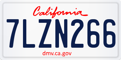 CA license plate 7LZN266