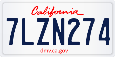 CA license plate 7LZN274