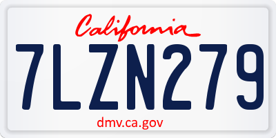 CA license plate 7LZN279