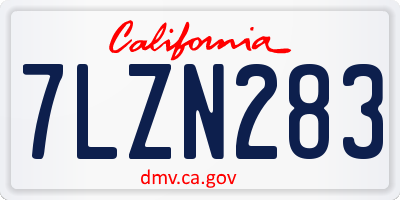 CA license plate 7LZN283