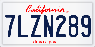 CA license plate 7LZN289