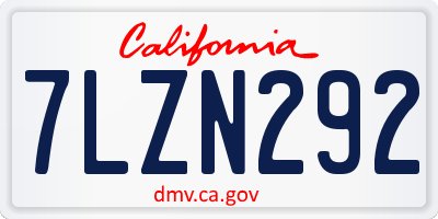 CA license plate 7LZN292