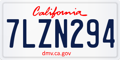 CA license plate 7LZN294
