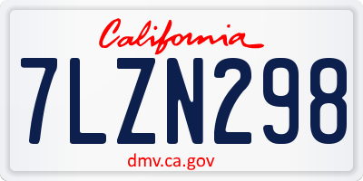 CA license plate 7LZN298