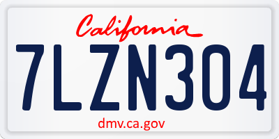 CA license plate 7LZN304