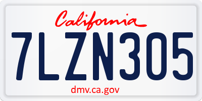 CA license plate 7LZN305