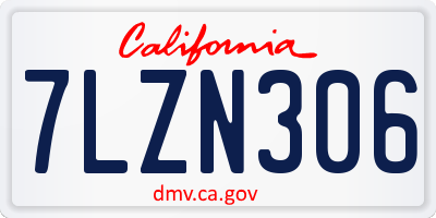 CA license plate 7LZN306