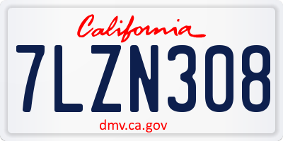 CA license plate 7LZN308