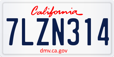 CA license plate 7LZN314
