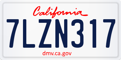 CA license plate 7LZN317
