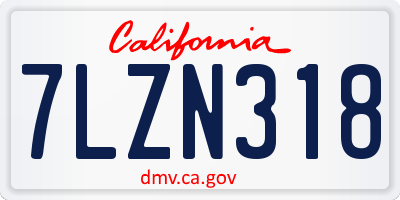 CA license plate 7LZN318