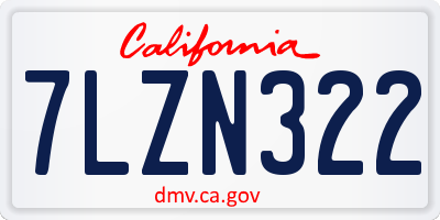 CA license plate 7LZN322