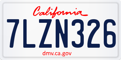 CA license plate 7LZN326