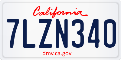 CA license plate 7LZN340