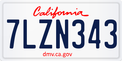 CA license plate 7LZN343