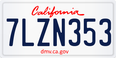 CA license plate 7LZN353