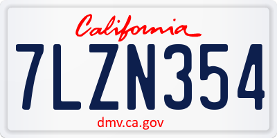 CA license plate 7LZN354