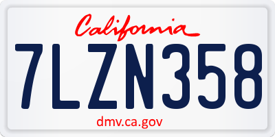 CA license plate 7LZN358