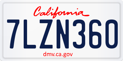 CA license plate 7LZN360