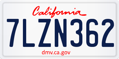 CA license plate 7LZN362