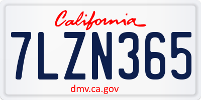CA license plate 7LZN365