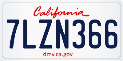 CA license plate 7LZN366