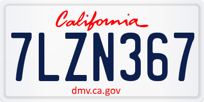 CA license plate 7LZN367