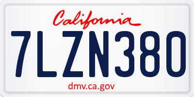 CA license plate 7LZN380