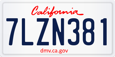 CA license plate 7LZN381
