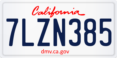 CA license plate 7LZN385