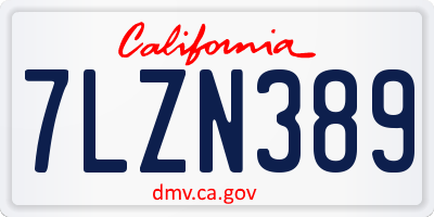 CA license plate 7LZN389