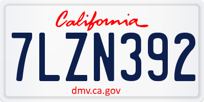 CA license plate 7LZN392