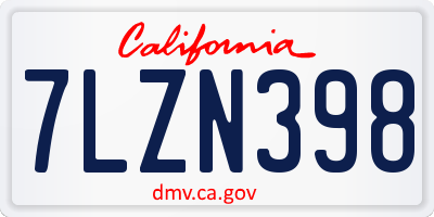 CA license plate 7LZN398