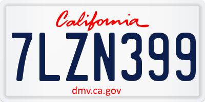 CA license plate 7LZN399
