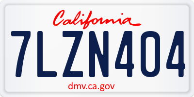 CA license plate 7LZN404