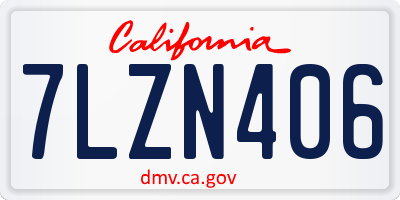 CA license plate 7LZN406