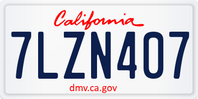 CA license plate 7LZN407
