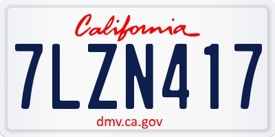 CA license plate 7LZN417