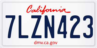 CA license plate 7LZN423