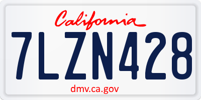 CA license plate 7LZN428