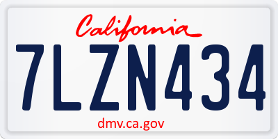 CA license plate 7LZN434
