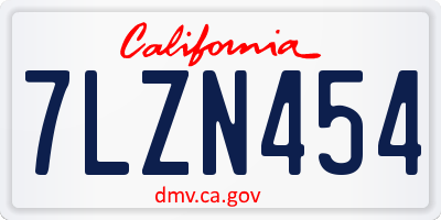 CA license plate 7LZN454