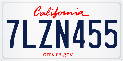 CA license plate 7LZN455